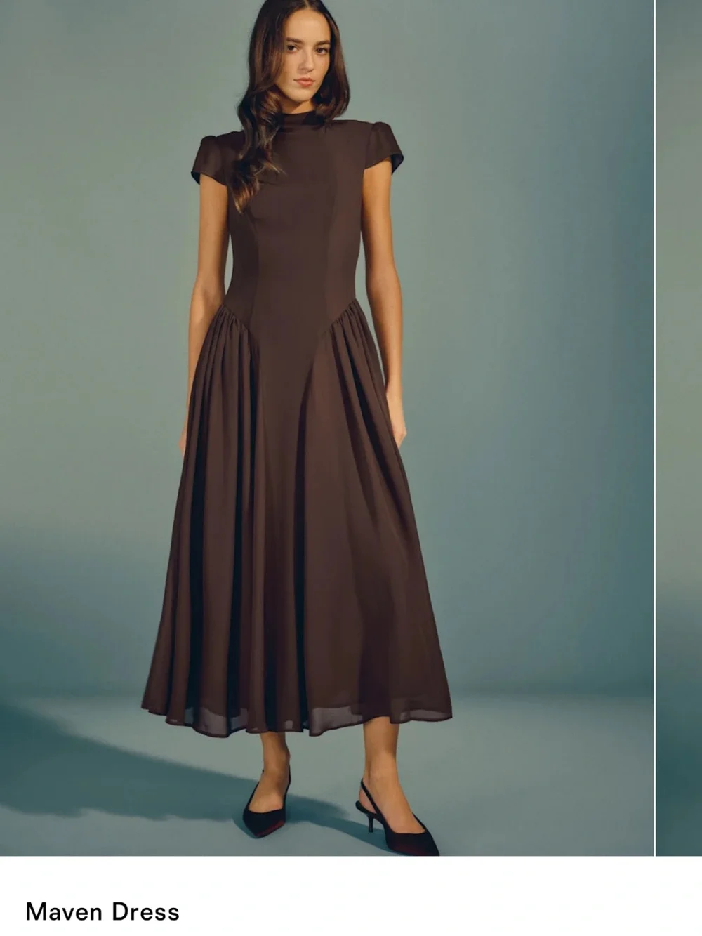 Reformation Maven Dress in chocolate mole size 8 - Picture 7 of 7
